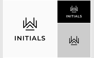 Bokstaven W Initial minimalistisk logotyp