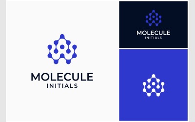Bokstaven WA AW Molecule Tech Logo