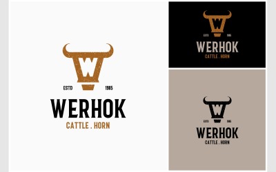 Cattle Horn Letter W Rustic Logo