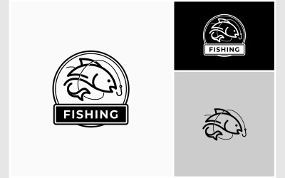 Fiske cirkel stämpel emblem logotyp