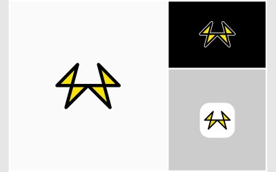 Літера W блискавка енергії логотип