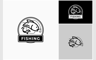 Logo dell&amp;#39;emblema del timbro del cerchio di pesca