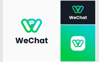 Logotipo de burbuja de chat de letra W