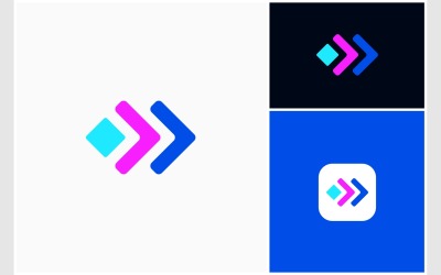 Fyrkantig framåtpil Modern Logotyp
