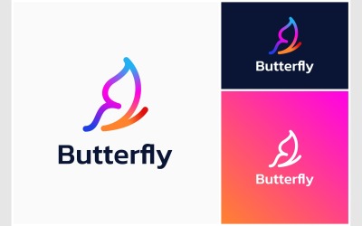 Logotipo Degradado Colorido De Mariposa