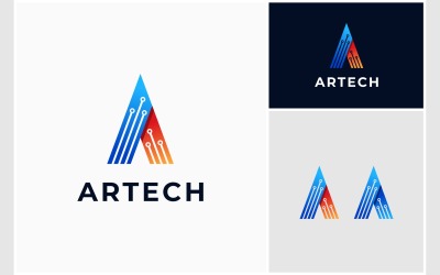 Letter A technologie Circuit-logo