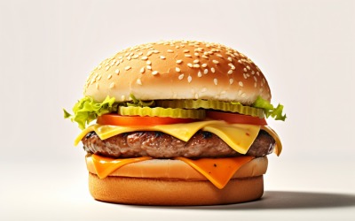 Bacon burger with beef patty, on white background 2