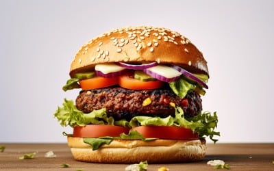 Baconburgare med biffbiff, på vit bakgrund 1