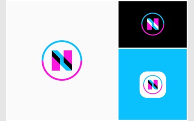 N Harfi Üst üste Renkli Logo