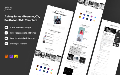 AshleyJones -CV, CV, Portfolio HTML-mall