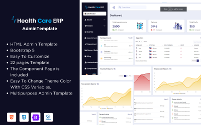 Healthcare ERP Responsive Admin Template for Clinics &amp;amp; Medical Services
