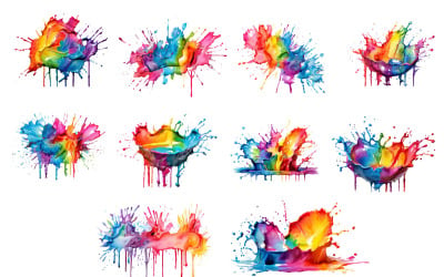 Watercolor rainbow paint splash, alcohol ink splatter background