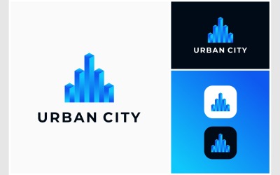 Анотація міської забудови барвистий логотип