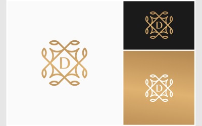 Bokstaven D lyxig dekoration logotyp