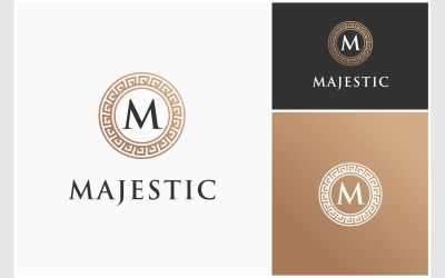 Logo con cornice greca di lusso lettera M