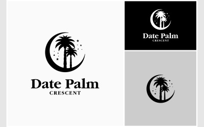 Logo della mezzaluna della notte della palma da datteri