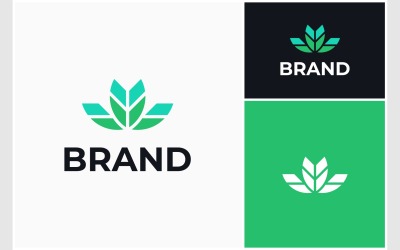 Logo geometrico astratto verde foglia
