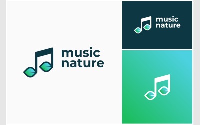 Logotipo Da Folha Musical Da Natureza Da Música