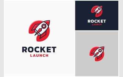 Logotipo de lanzamiento de inicio de nave espacial cohete