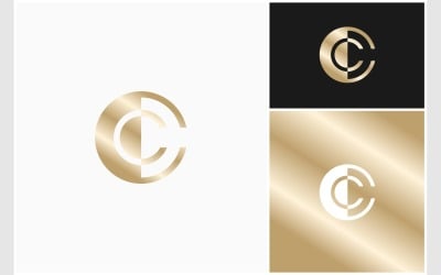 Logotipo de luxo dourado letra C ou CC