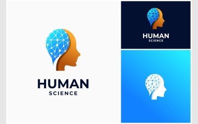Logotipo De Tecnología De Ciencia De La Mente Humana