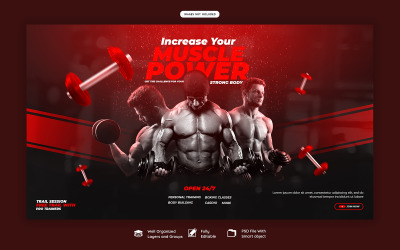 Modelo de banner da web para academia e fitness