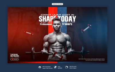 Modelo de banner da web para academia e fitness