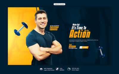 Modelo de banner da web para academia e fitness