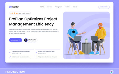 ProPlan - Project Planning Hero Section Figma Template