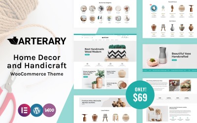 Arterary – domácí dekorace, ruční práce, keramický umělec a téma WooCommerce na drůbežárně