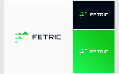 Bokstaven F Geometrisk futuristisk logotyp