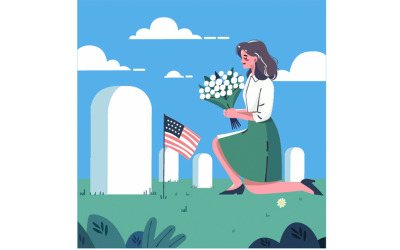 Illustration du Memorial Day dessiné à la main aux États-Unis