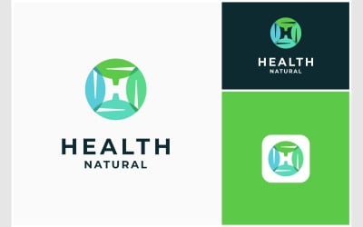 Letter H Circle Leaf Health Logo