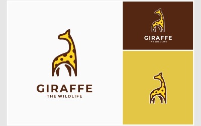 Logo ilustracji maskotki dzikiej przyrody żyrafa
