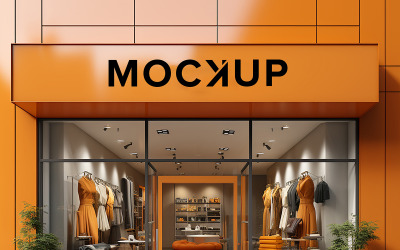 Mockup del logo della vetrina di abbigliamento