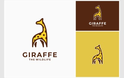长颈鹿野生动物吉祥物插图徽标