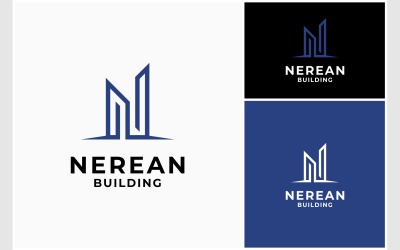 Bokstaven N Bygga lägenhet arkitektur logotyp