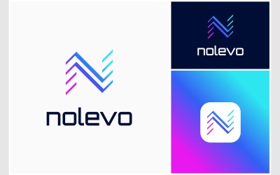Bokstaven N modern futuristisk logotyp