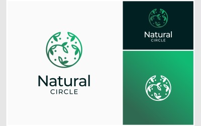 Cirkel blad natur blommig logotyp