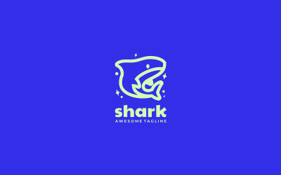 Diseño de logotipo de arte lineal de tiburones