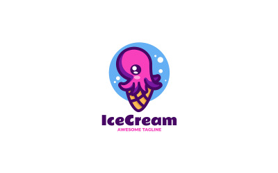 Ice Cream Octopus Mascot Cartoon Logo