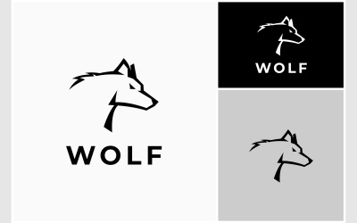 狼野生动物剪影标志