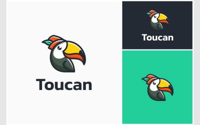 Logotipo de dibujos animados de mascota de pájaro tucán