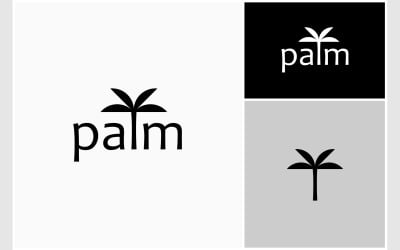 Palm Tree Island Simple Text Logo