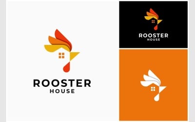 Rooster Chicken Home House Logotyp