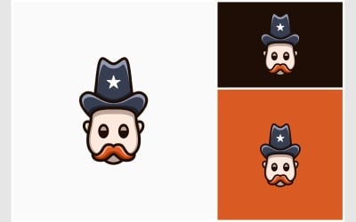 Bored Mustache Man Sheriff Logo