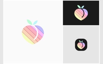 Logotipo Colorido Moderno De Fruta Pêssego