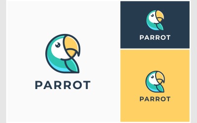 Logotipo de desenho animado da mascote do pássaro papagaio