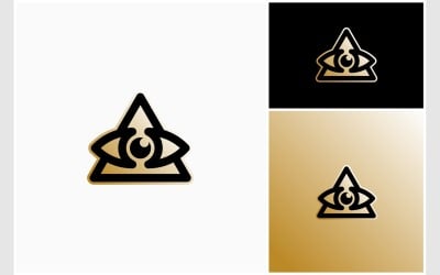 Logotipo de luxo dourado com triângulo ocular