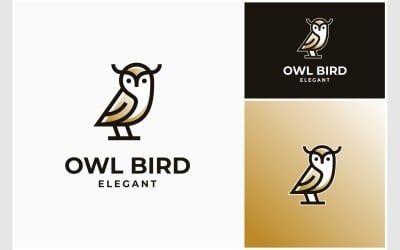 Logotipo luxuoso da mascote do pássaro da coruja
